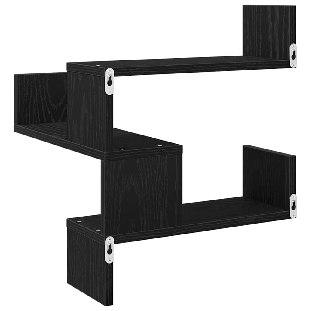 Wall Shelf 2 pcs Black Oak 40 x 40 x 49.5 cm Engineered Wood