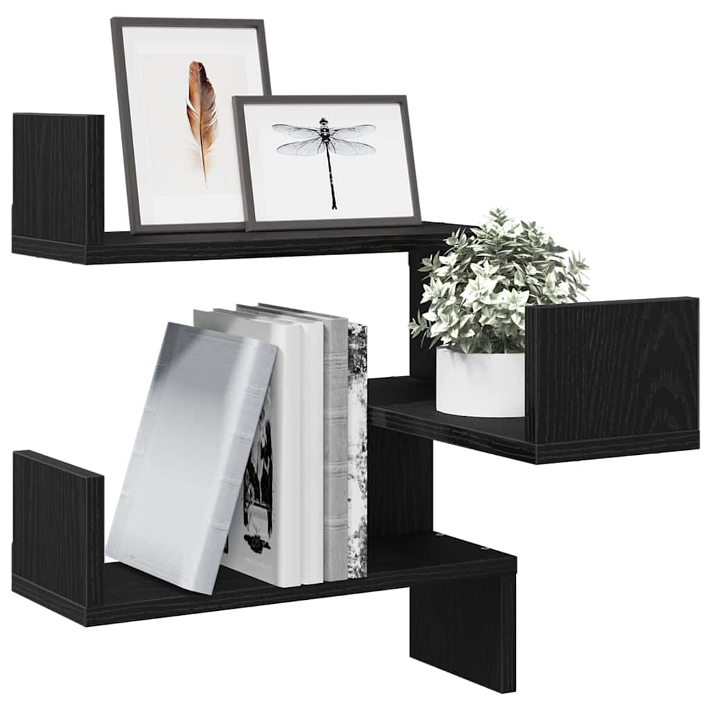 Wall Shelf 2 pcs Black Oak 40 x 40 x 49.5 cm Engineered Wood