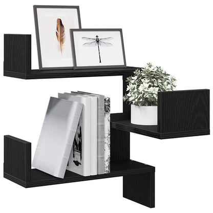 Wall Shelf 2 pcs Black Oak 40 x 40 x 49.5 cm Engineered Wood