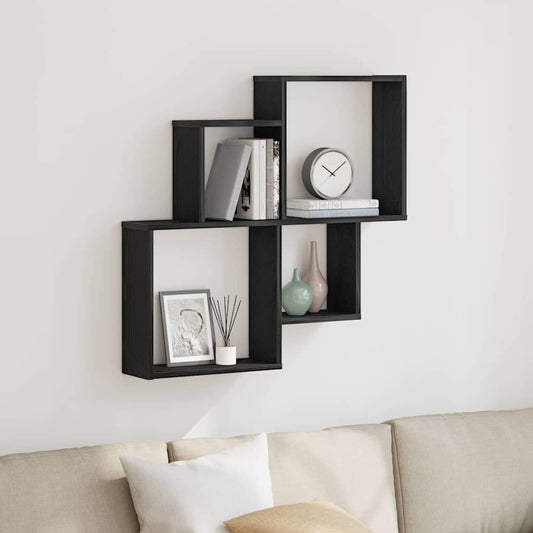 Wall Shelf Wall-Mounted Black Oak 80 x 15 x 78.5 cm