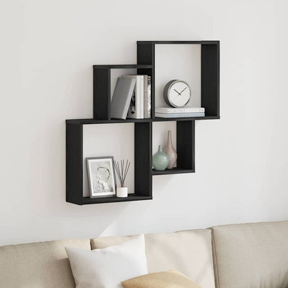 Wall Shelf Black Oak 80 x 15 x 78.5 cm Engineered Wood
