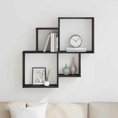 Wall Shelf Black Oak 80 x 15 x 78.5 cm Engineered Wood