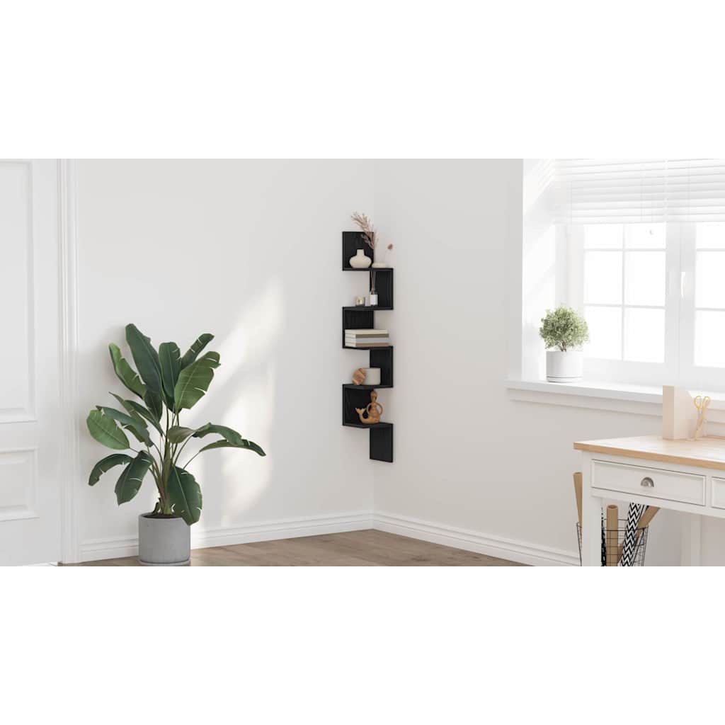 Corner Shelf Black Oak 20 x 20 x 127.5 cm Engineered Wood