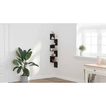 Corner Shelf Black Oak 20 x 20 x 127.5 cm Engineered Wood