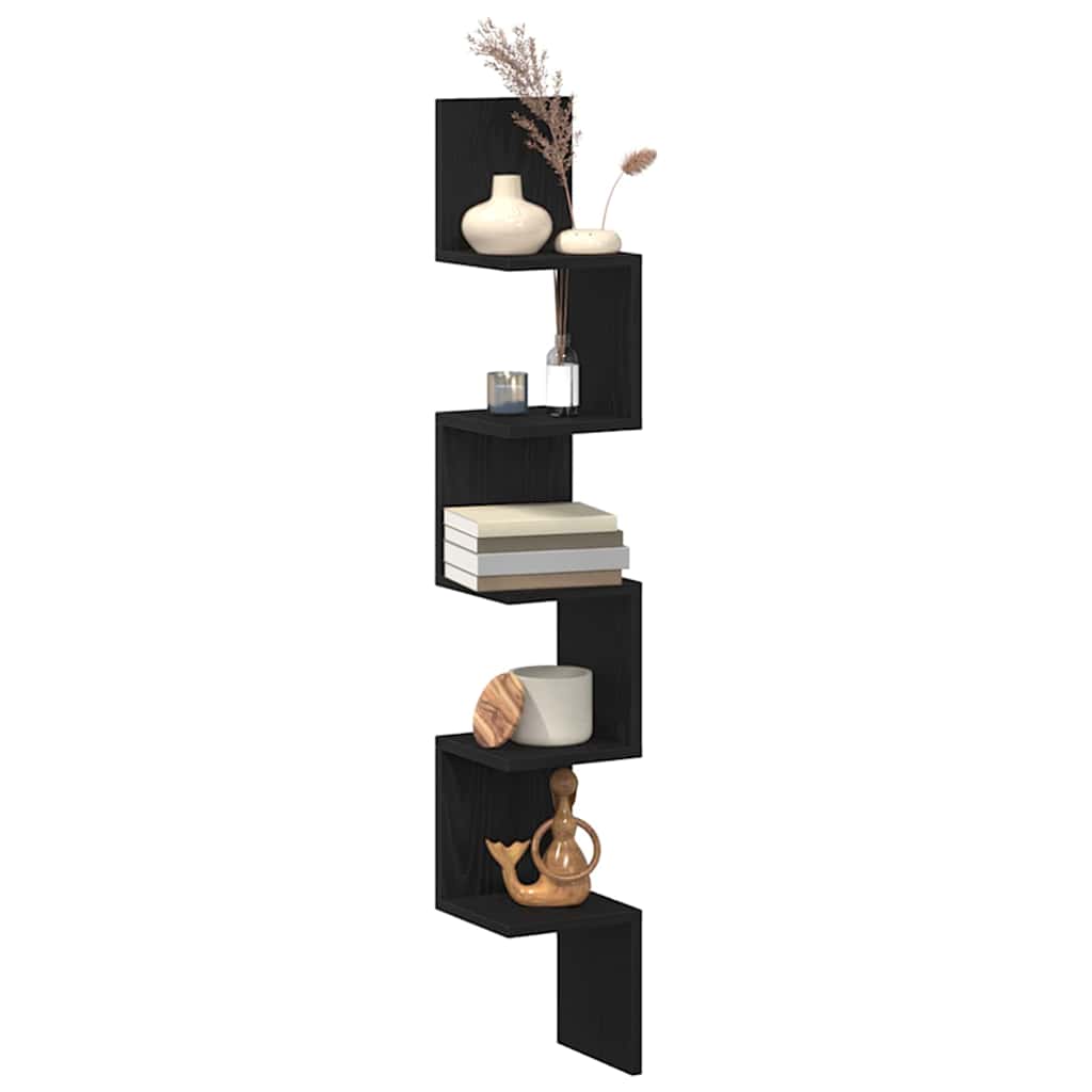 Corner Shelf Black Oak 20 x 20 x 127.5 cm Engineered Wood