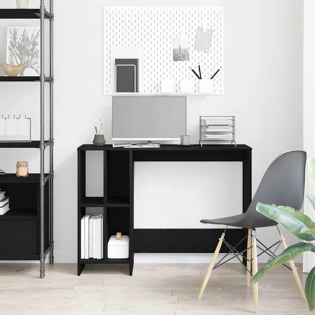 Desk with Shelf Black Oak 102.5 x 35 x 75 cm Engineered Wood