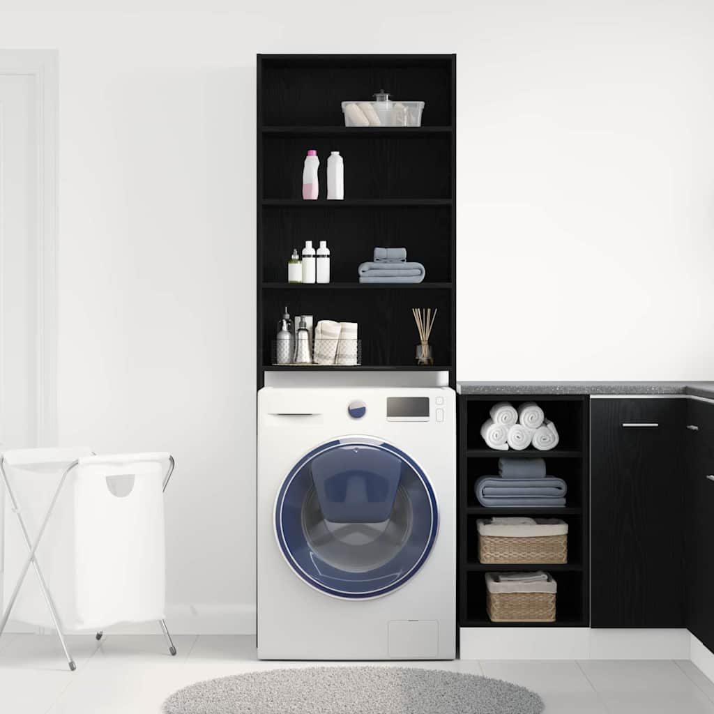 Washing Machine Cabinet Black Oak 64 x 24 x 190 cm