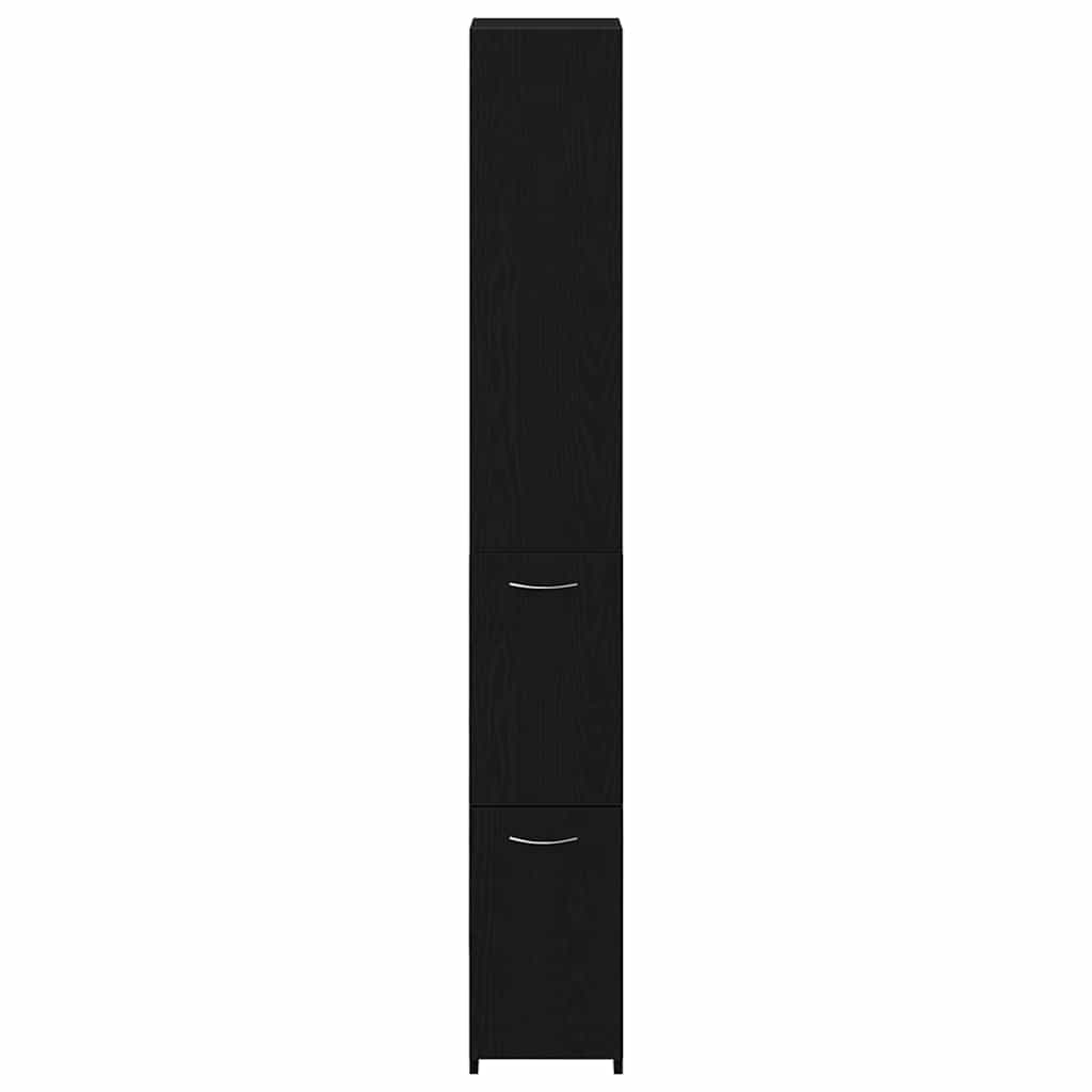 Bathroom Cabinet Black Oak 25 x 25 x 170 cm Engineered Wood
