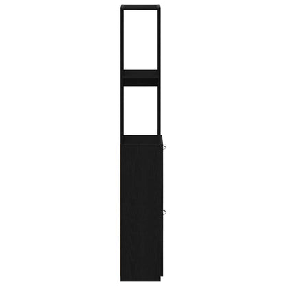 Bathroom Cabinet Black Oak 25 x 25 x 170 cm Engineered Wood