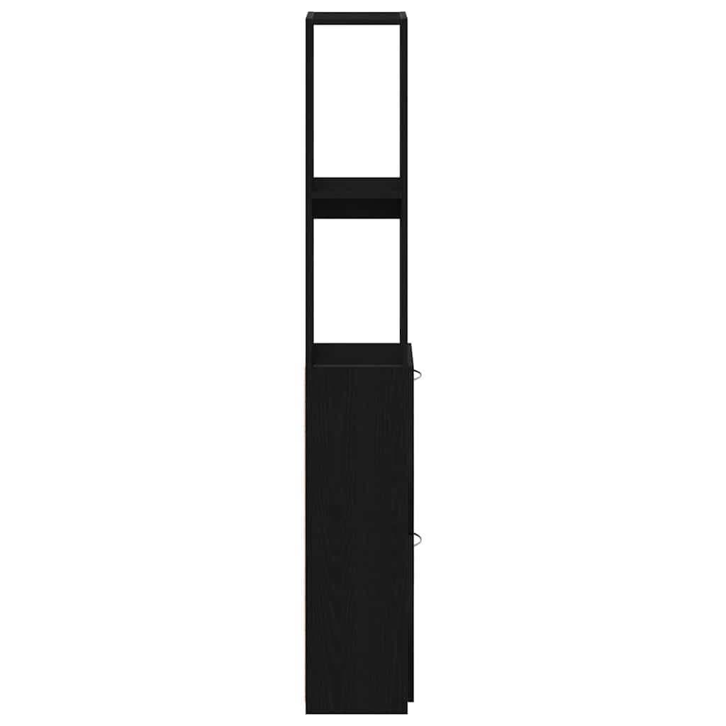 Bathroom Cabinet Black Oak 25 x 25 x 170 cm Engineered Wood