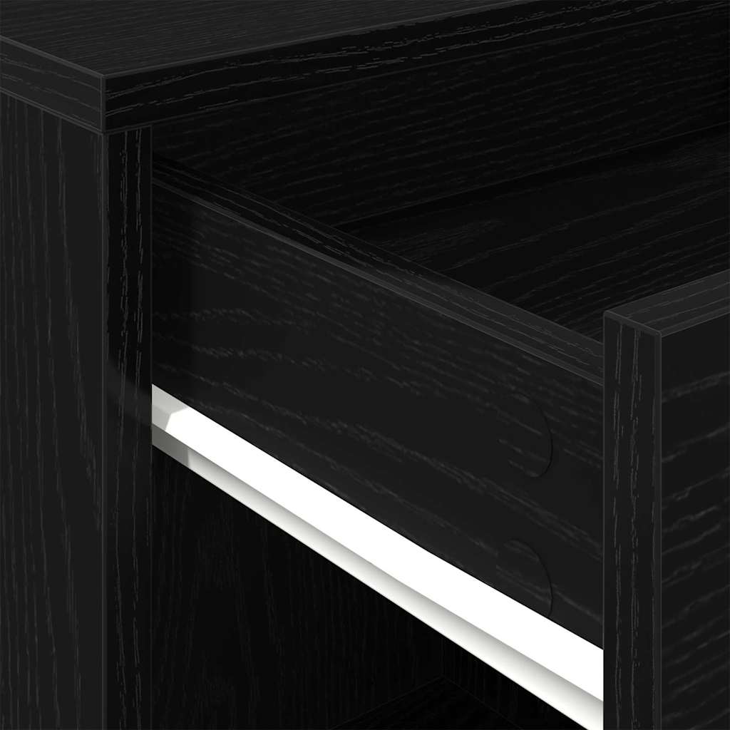 Rolling Cabinet Black Oak 45 x 38 x 54 cm Engineered Wood