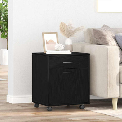 Rolling Cabinet Black Oak 45 x 38 x 54 cm Engineered Wood
