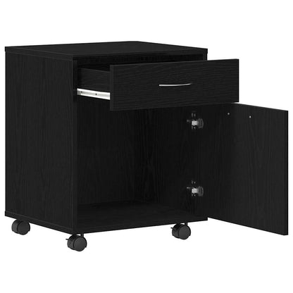 Rolling Cabinet Black Oak 45 x 38 x 54 cm Engineered Wood