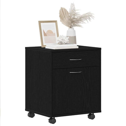 Rolling Cabinet Black Oak 45 x 38 x 54 cm Engineered Wood