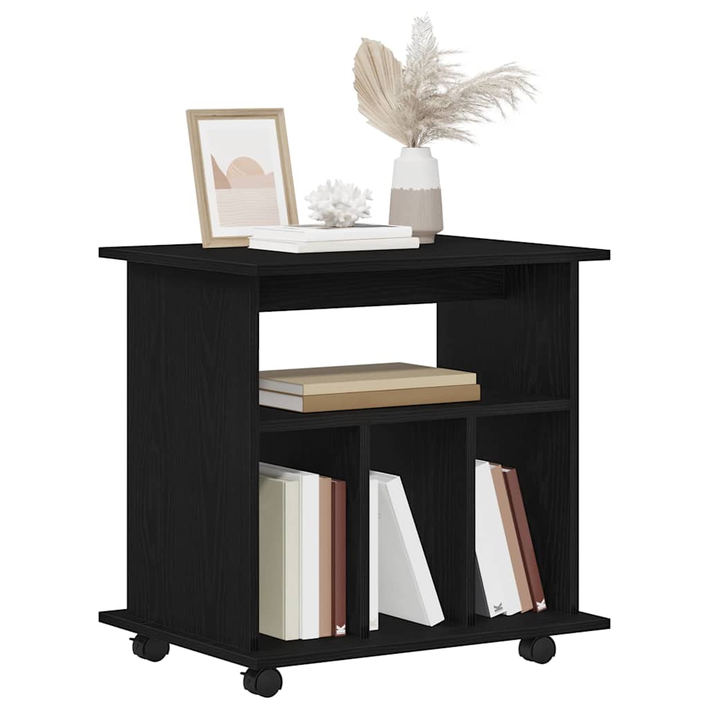 Rolling Cabinet 60 x 45 x 55 cm Engineered Wood Black Oak