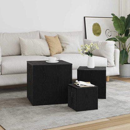 Nesting Table 3 pcs Black Oak 45 x 45 x 45 cm Engineered Wood