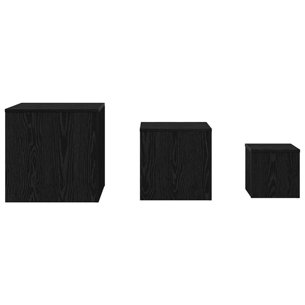 Nesting Table 3 pcs Black Oak 45 x 45 x 45 cm Engineered Wood