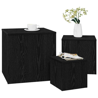 Nesting Table 3 pcs Black Oak 45 x 45 x 45 cm Engineered Wood