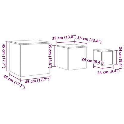 Nesting Table 3 pcs Black Oak 45 x 45 x 45 cm Engineered Wood