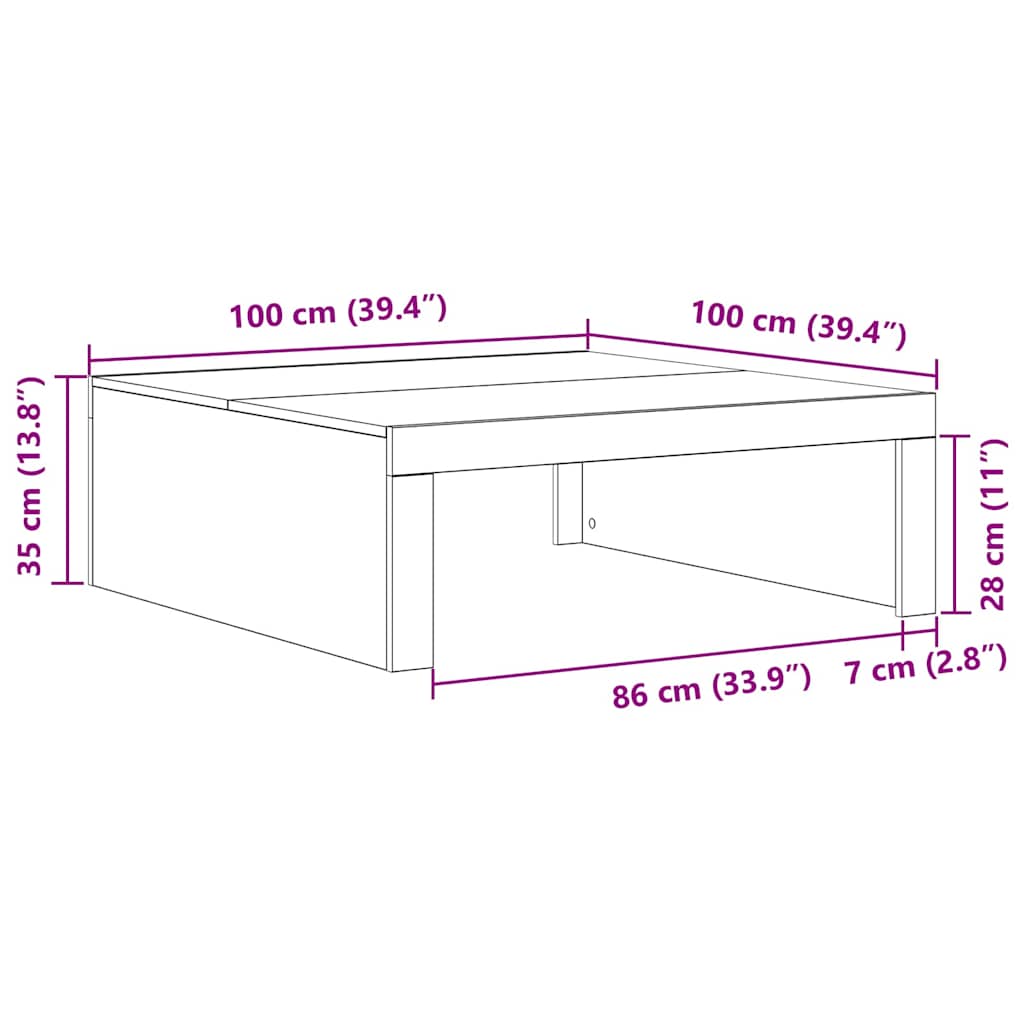 Coffee Table Black Oak 100 x 100 x 35 cm Engineered Wood