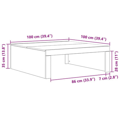 Coffee Table Black Oak 100 x 100 x 35 cm Engineered Wood