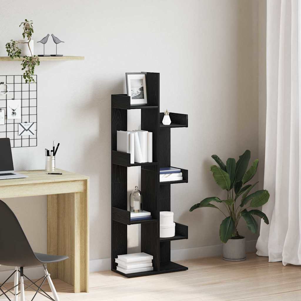 Bookcase Black Oak 48 x 25.5 x 140 cm Engineered Wood
