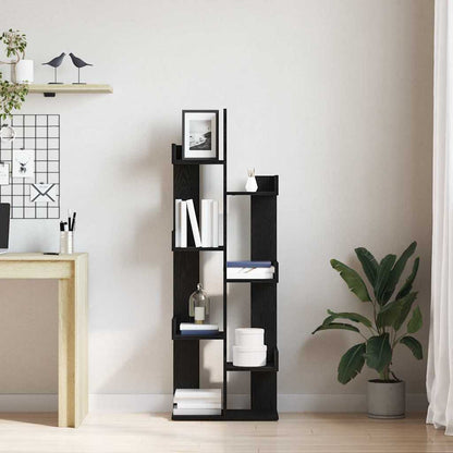 Bookcase 8-Tier 48 x 25.5 x 140 cm Engineered Wood Black Oak