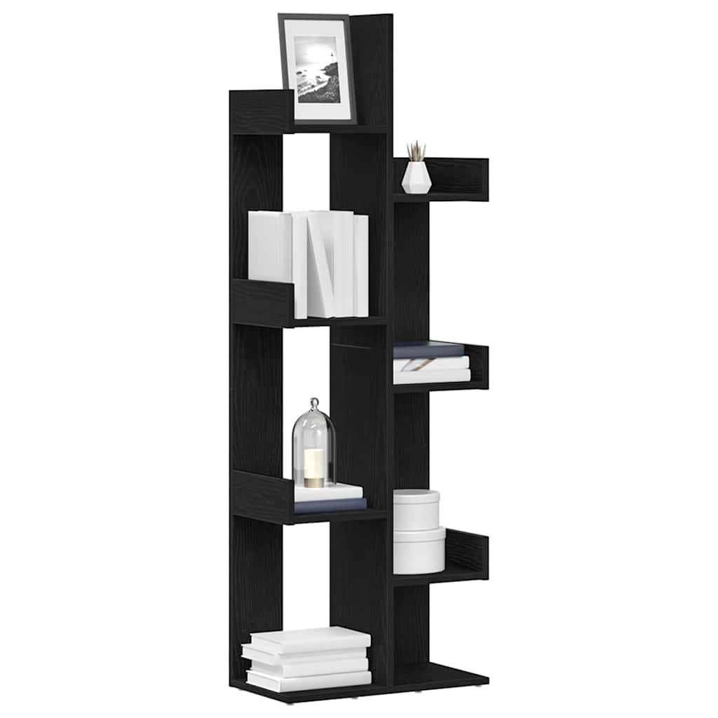 Bookcase Black Oak 48 x 25.5 x 140 cm Engineered Wood