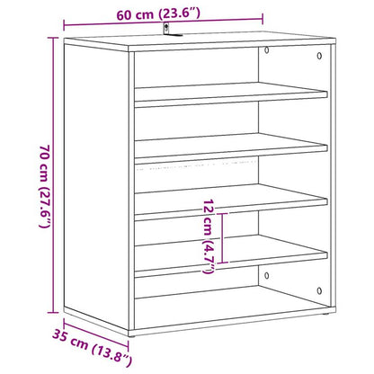 Shoe Cabinet Black Oak 60 x 35 x 70 cm Engineered Wood