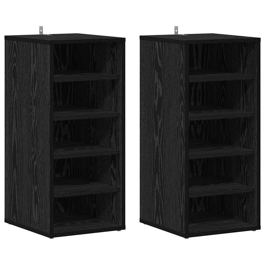 Shoe Cabinet 2 pcs Black Oak 32 x 35 x 70 cm Engineered Wood