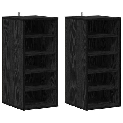 Shoe Cabinet 2 pcs Black Oak 32 x 35 x 70 cm Engineered Wood