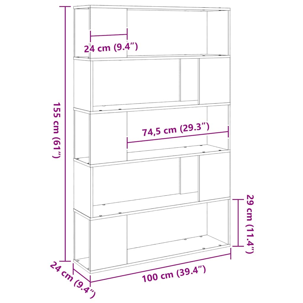 TV Cabinet Set 100 x 24 x 155 cm Black Oak Engineered Wood