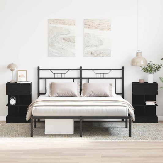 Bedside Cabinet 2 pcs Black Oak 40 x 35 x 65 cm Engineered Wood