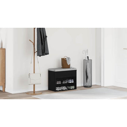 Shoe Bench with Shelf Black Oak 60 x 30 x 45 cm Engineered Wood