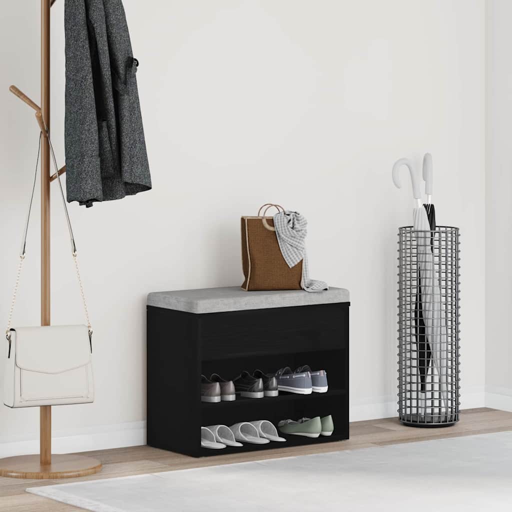 Shoe Bench 60 x 30 x 45 cm Engineered Wood Black Oak