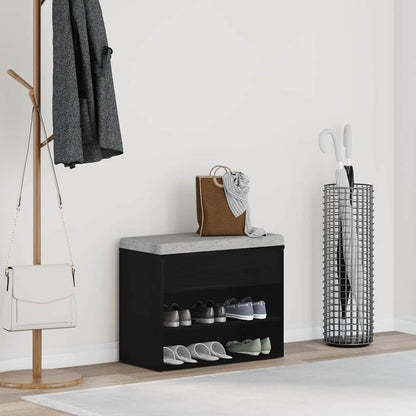 Shoe Bench 60 x 30 x 45 cm Engineered Wood Black Oak