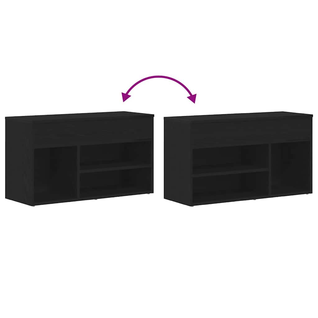 Shoe Bench with Shelf Black Oak 80 x 30 x 45 cm Engineered Wood