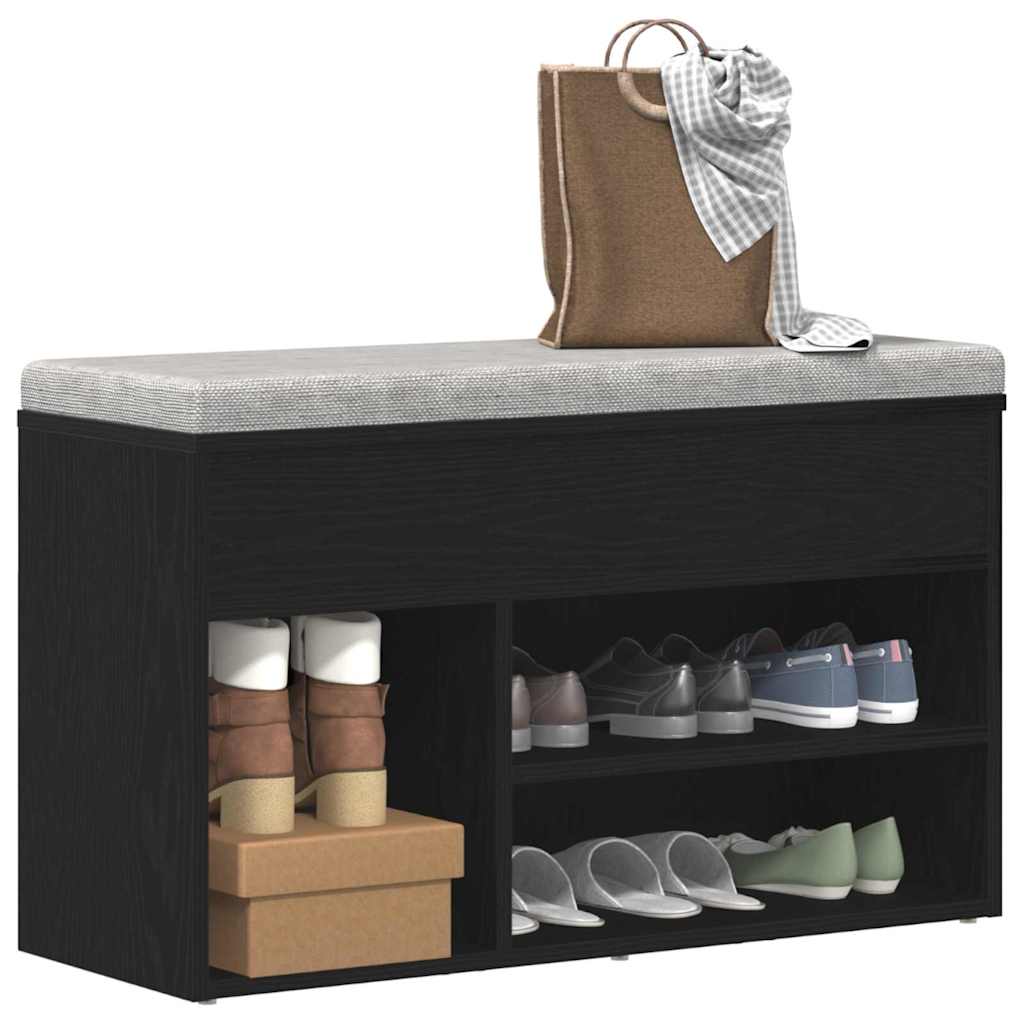 Shoe Bench with Shelf Black Oak 80 x 30 x 45 cm Engineered Wood