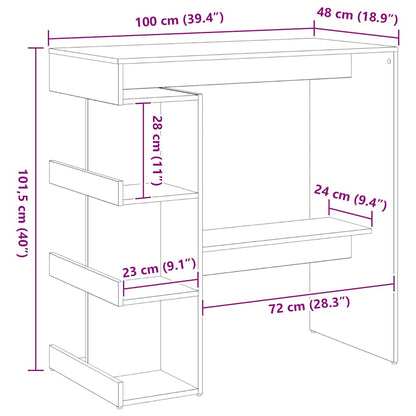Bar Table Black Oak 100 x 48 x 101.5 cm Engineered Wood
