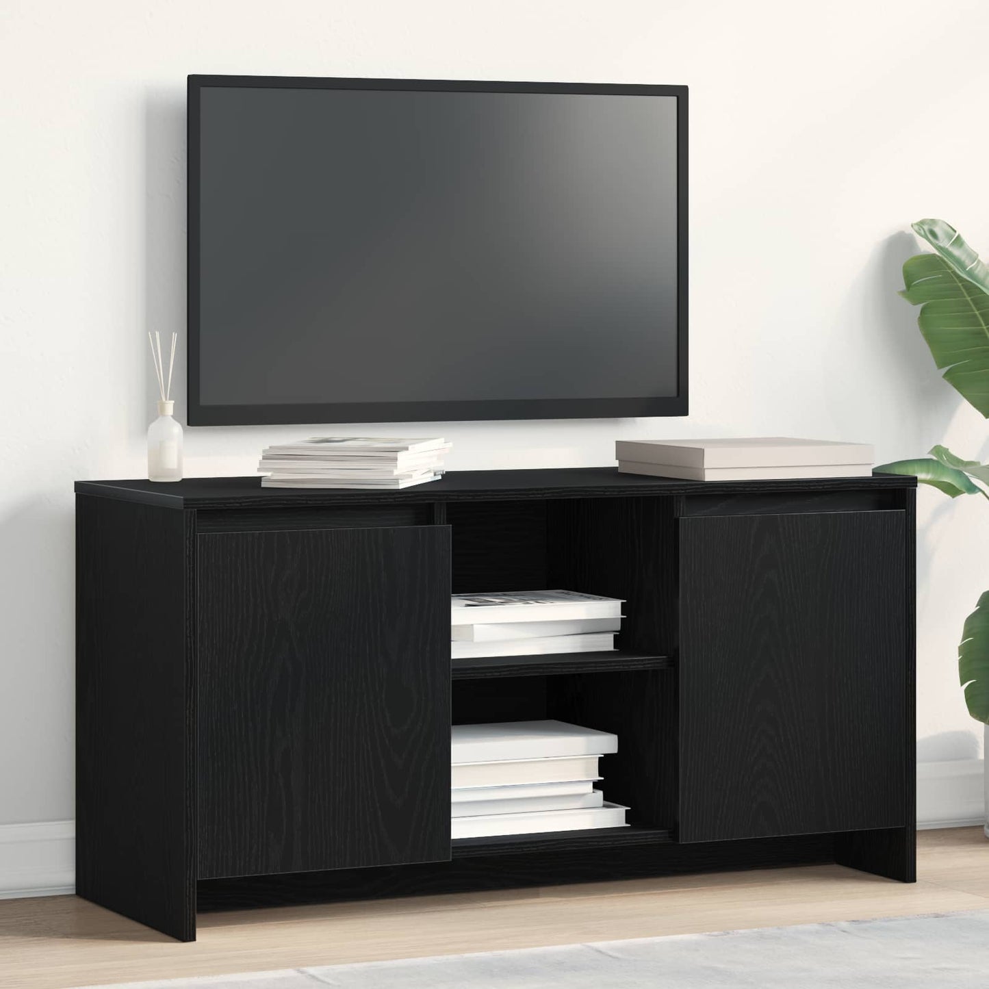 TV Cabinet 102 x 37.5 x 52.5 cm Black Oak Engineered Wood