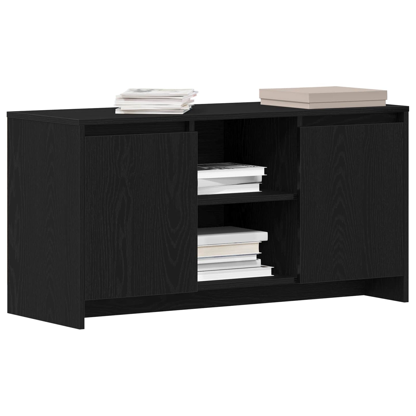 TV Cabinet 102 x 37.5 x 52.5 cm Black Oak Engineered Wood