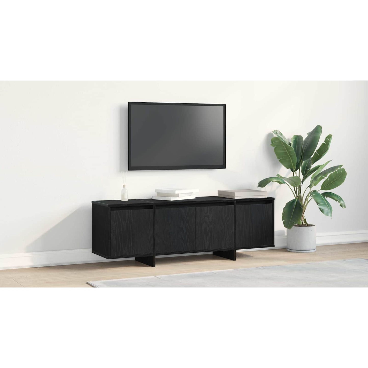 TV Cabinet Black Oak 120 x 30 x 40.5 cm Engineered Wood