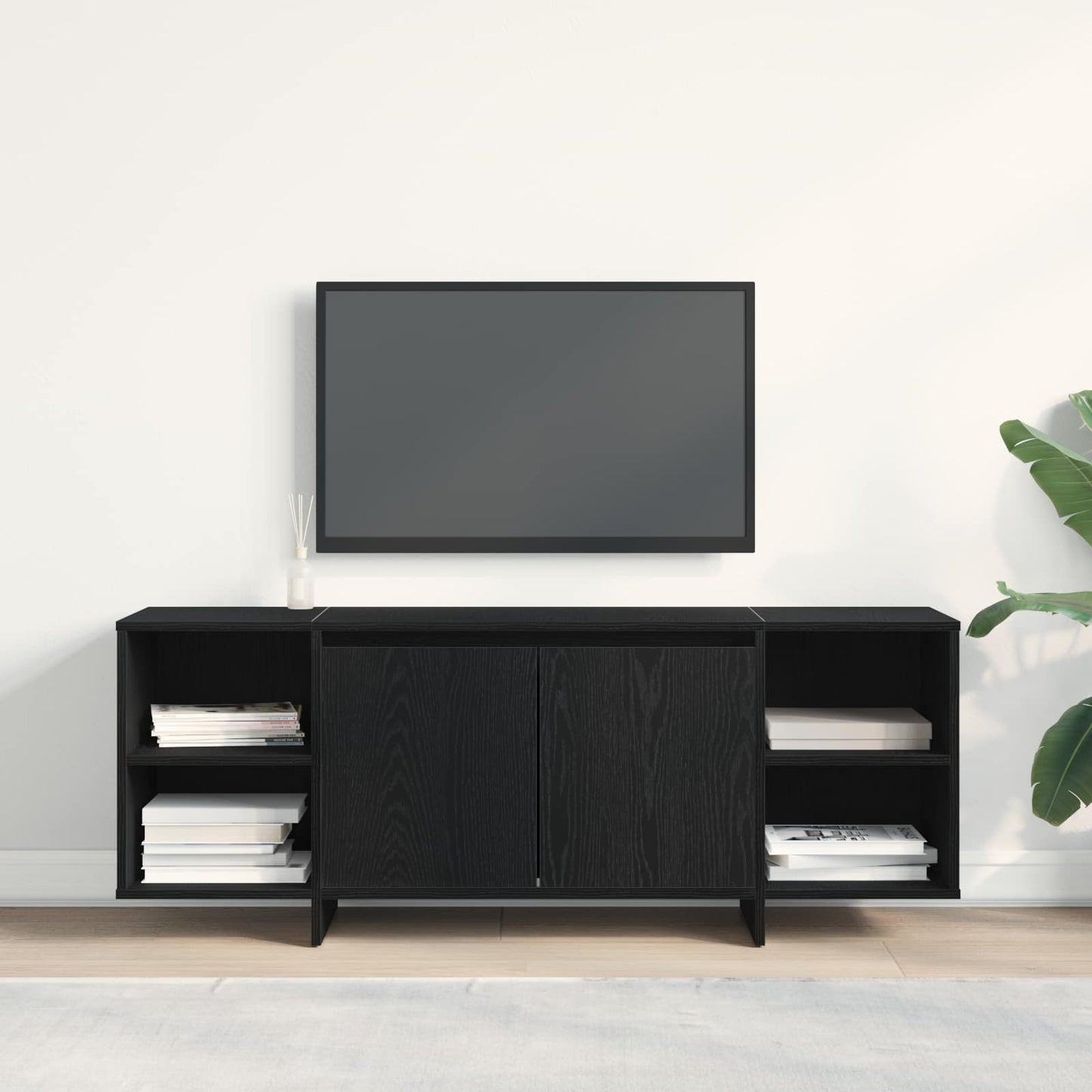 TV Cabinet 130 x 35 x 50 cm Black Oak Engineered Wood
