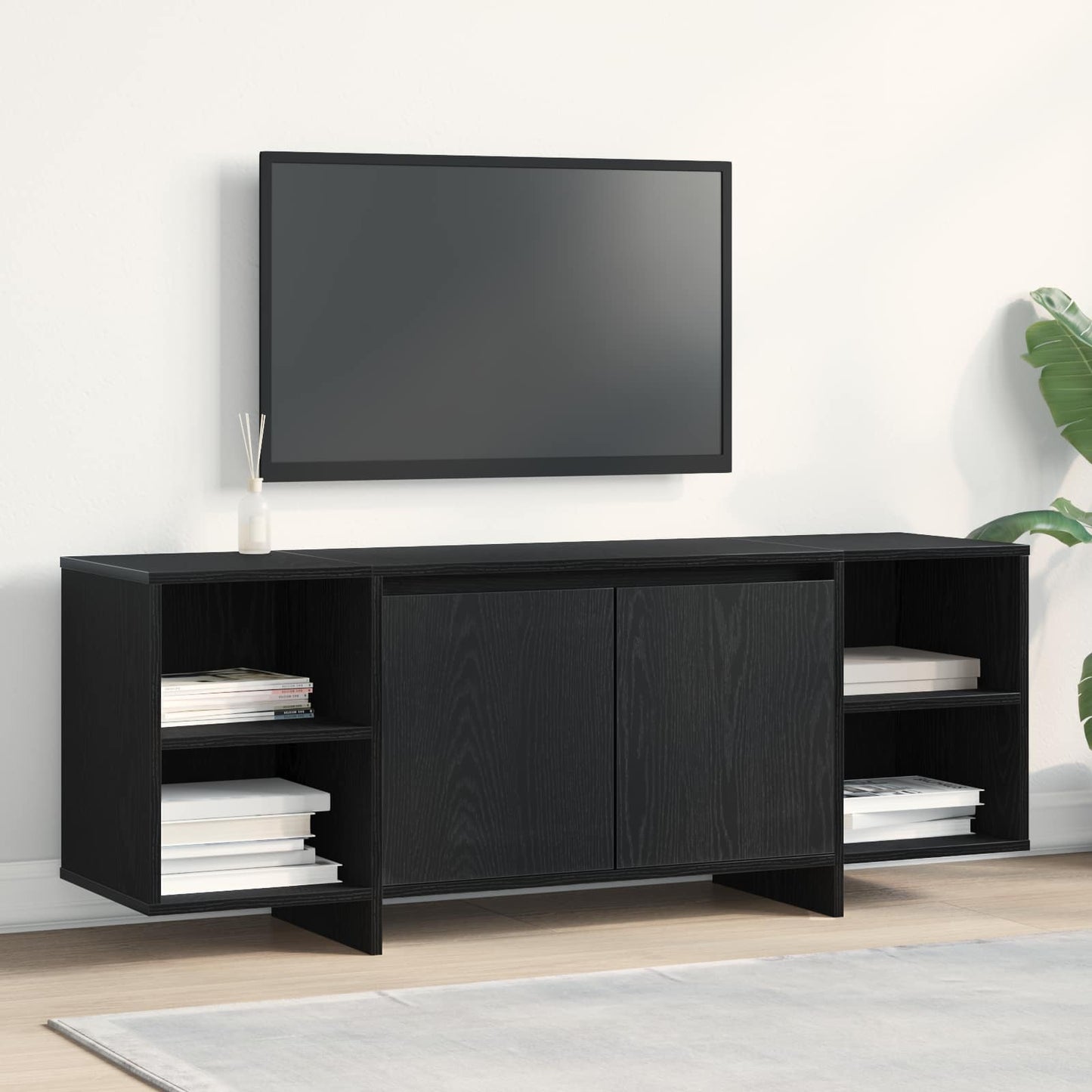 TV Cabinet 130 x 35 x 50 cm Black Oak Engineered Wood