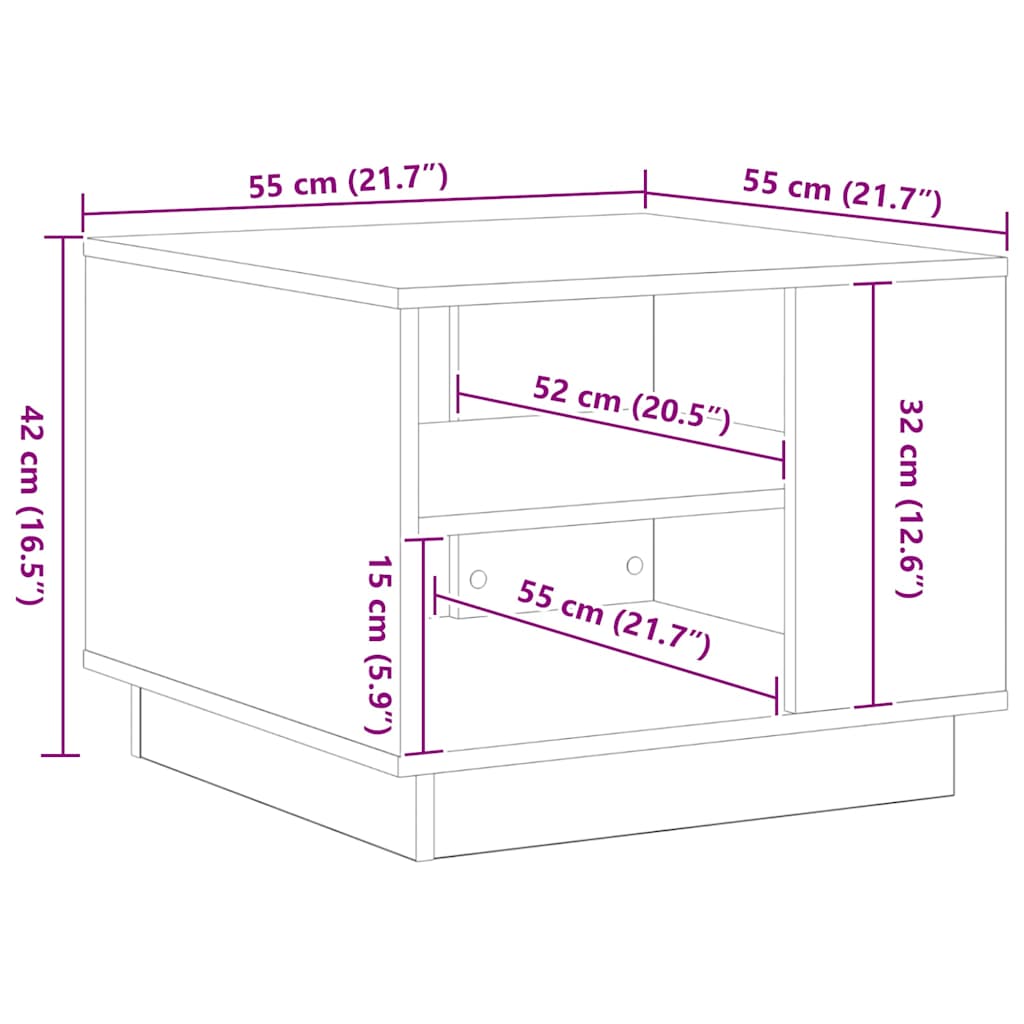 Coffee Table Black Oak 55 x 55 x 42 cm Engineered Wood