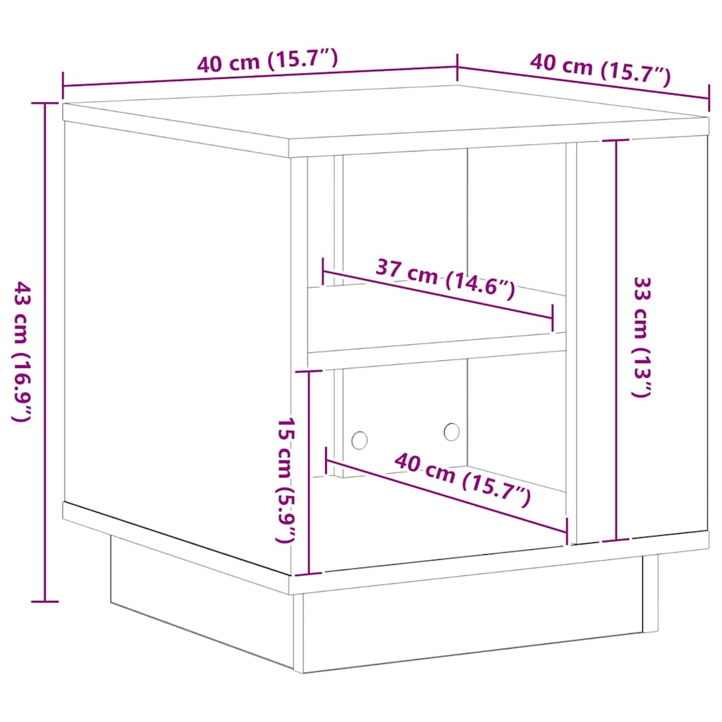 Coffee Table Black Oak 40 x 40 x 43 cm Engineered Wood