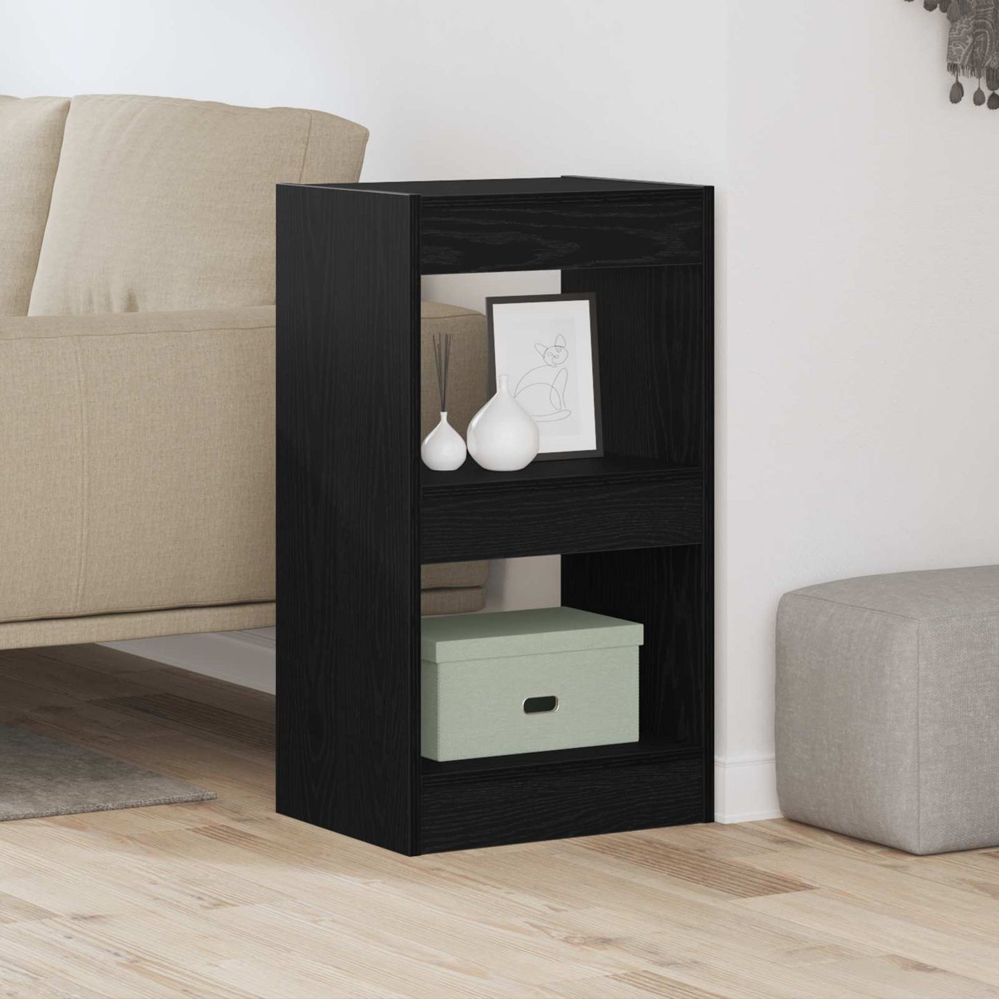 Book Cabinet 2-Tier 40 x 30 x 71.5 cm Engineered Wood Black Oak