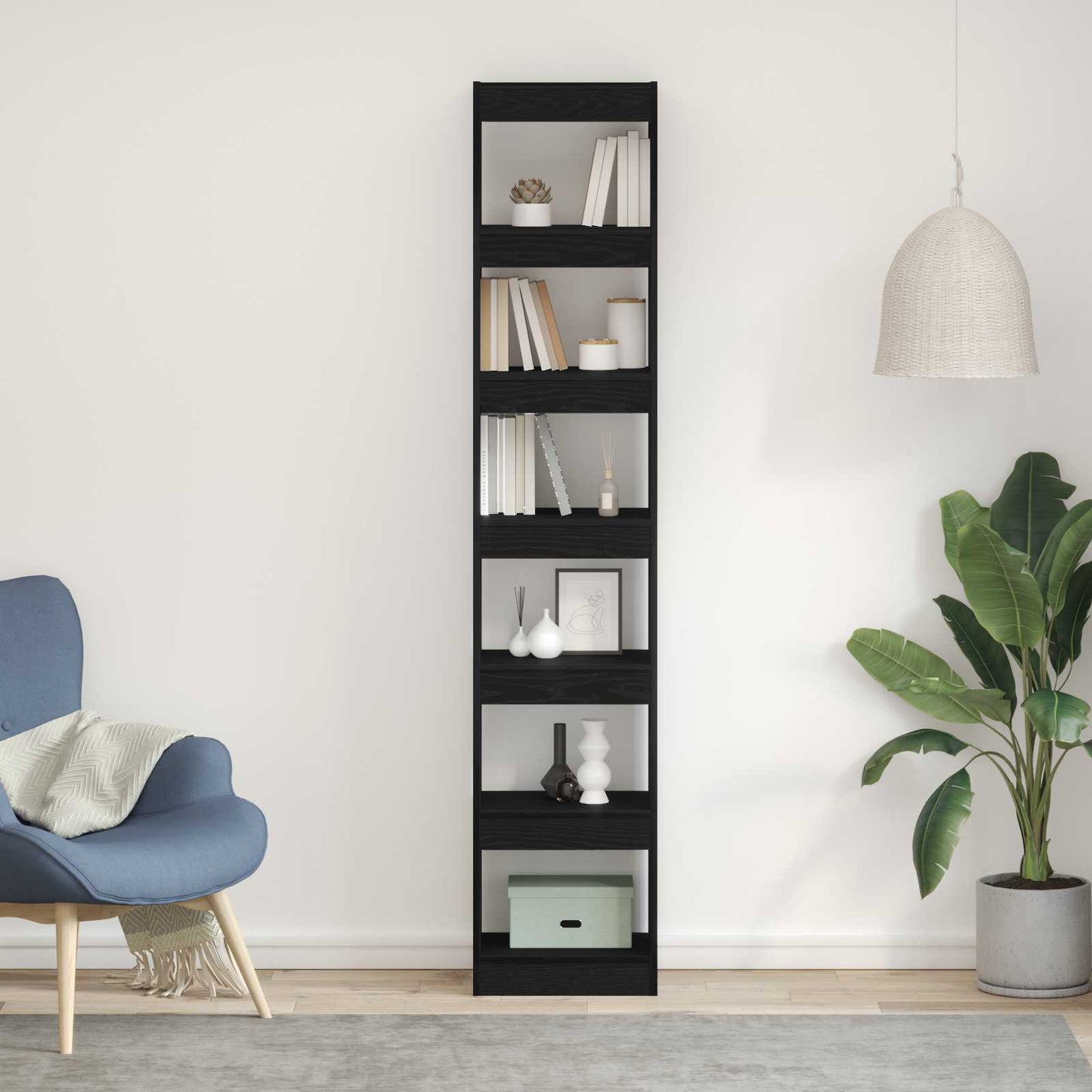 Book Cabinet Black Oak 40 x 30 x 198 cm Engineered Wood