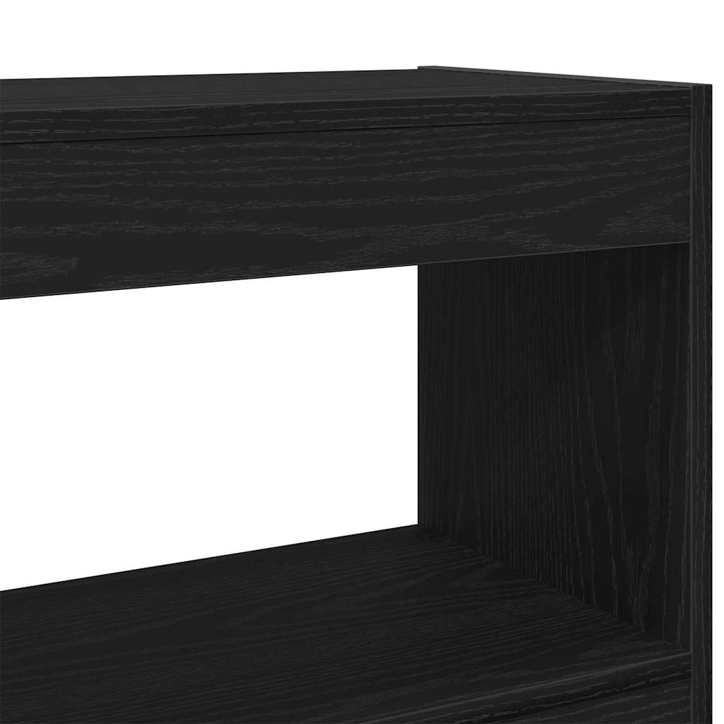 Bookcase 2-Tier 100 x 30 x 72 cm Engineered Wood Black Oak