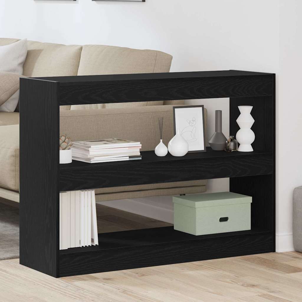Bookcase 2-Tier 100 x 30 x 72 cm Engineered Wood Black Oak